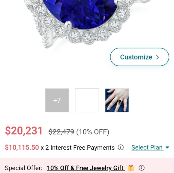 *Edit- SOLD!* 18k Diamond Halo Oval Tanzanite Ring - Picture 6 of 6